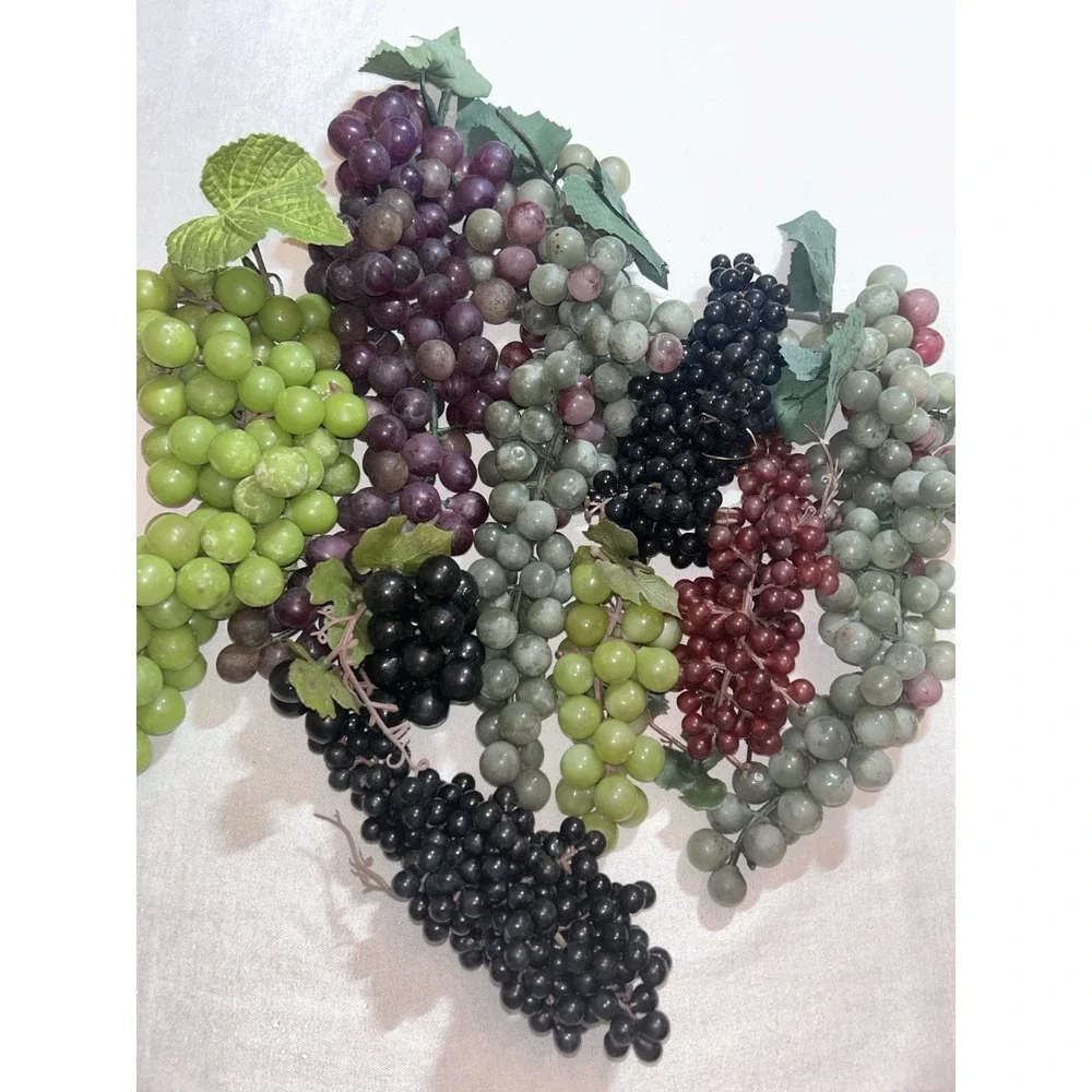 LOT OF Vintage Grape Clusters Rubber Mid Century‎ Fake Fruit Decor 5 Colors
